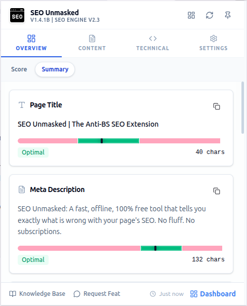 Title, Description & URL Screenshot